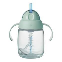 Tommee Tippee Неразливаща се чаша с мека сламка и дръжки 240 мл - зелена