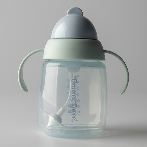 Tommee Tippee Неразливаща се чаша с мека сламка и дръжки 240 мл - зелена