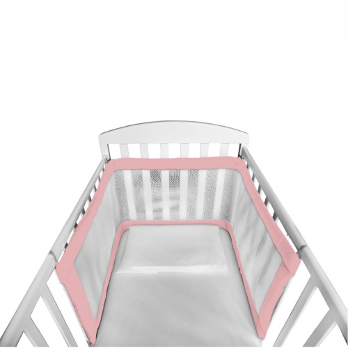 AirCuddle Bumpy дишащ обиколник за бебешка кошара 50x195 - Pink
