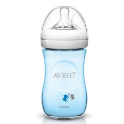 AVENT шише за хранене Natural 260ml PP - синьо + маймунки -за МОМЧЕ 1бр./оп.
