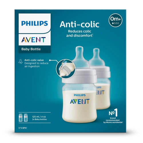 Philips AVENT Комплект от 2 бр. шишета за хранене Anti-Colic 125 мл, 0м+