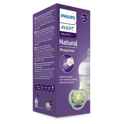 Philips AVENT Комплект шише за хранене Natural Response 125 мл и залъгалка, 0м+