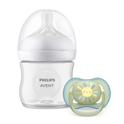 Philips AVENT Комплект шише за хранене Natural Response 125 мл и залъгалка, 0м+