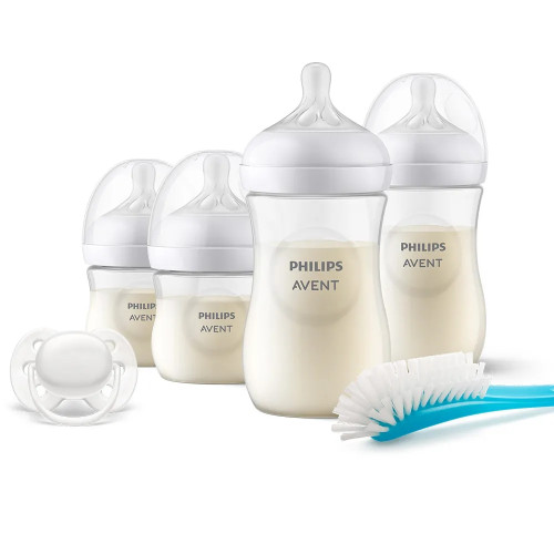 Philips AVENT Комплект за новородено с 4 шишета за хранене Natural Response, залъгалка и четка