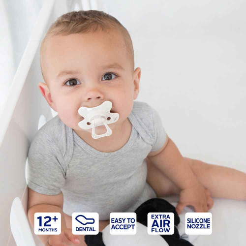 Difrax Dental Pacifier Pure ортодонтична залъгалка за бебе 12-20 м - Popcorn