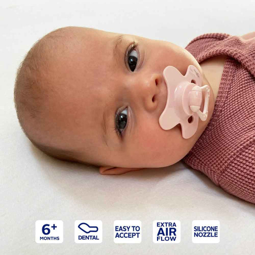 Difrax Dental Pacifier Pure ортодонтична залъгалка за бебе 6+ м - Blossom