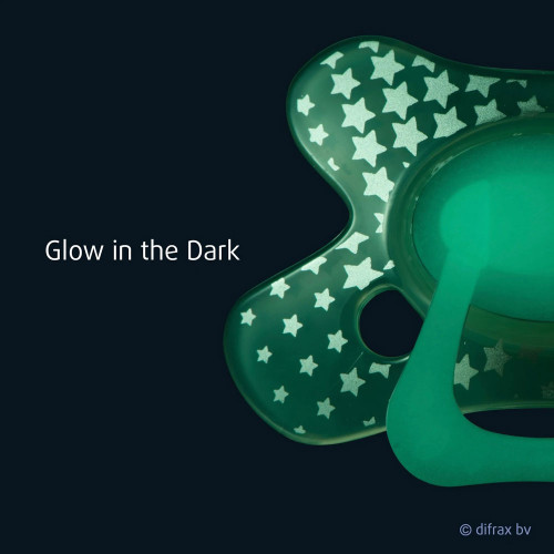 Difrax Pacifier Dental  ортодонтична залъгалка 18+ м - Glow in the Dark
