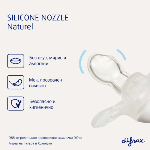 Difrax Pacifier Natural бебешка залъгалка 0-6 м. - Stone Lines