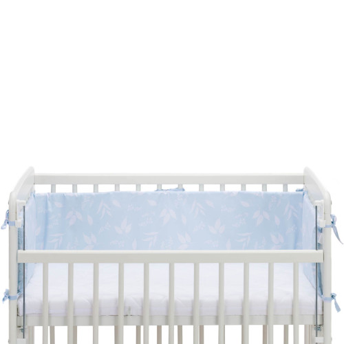Fillikid Luxe спален комплект за кошара Nino 4 части - leaves light blue