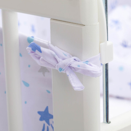 Fillikid Luxe спален комплект за кошара Nino 4 части - stars white/blue