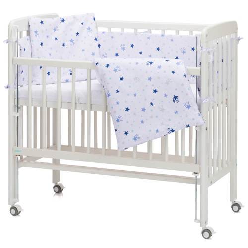Fillikid Luxe спален комплект за кошара Nino 4 части - stars white/blue
