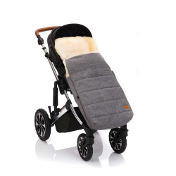 Зимно чувалче за детска колчика с овча кожа Fillikid Bernina - Light Grey Melange