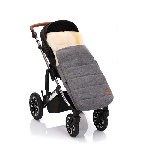Зимно чувалче за детска колчика с овча кожа Fillikid Bernina - Light Grey Melange