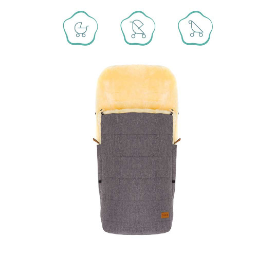 Зимно чувалче за детска колчика с овча кожа Fillikid Bernina - Light Grey Melange