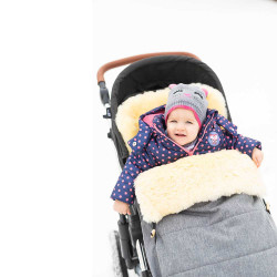 Зимно чувалче за детска колчика с овча кожа Fillikid Bernina - Light Grey Melange