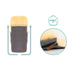 Зимно чувалче за детска колчика с овча кожа Fillikid Bernina - Light Grey Melange