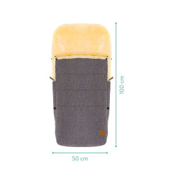 Зимно чувалче за детска колчика с овча кожа Fillikid Bernina - Light Grey Melange