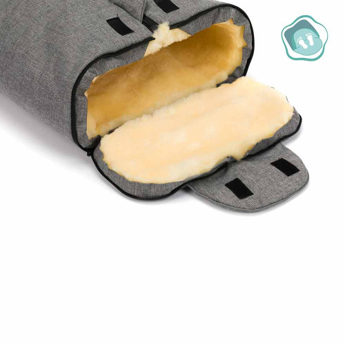Зимно чувалче за детска количка с овча кожа Fillikid Tacama - Light Grey Melange