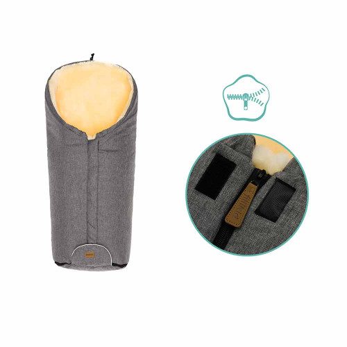 Зимно чувалче за детска количка с овча кожа Fillikid Tacama - Light Grey Melange