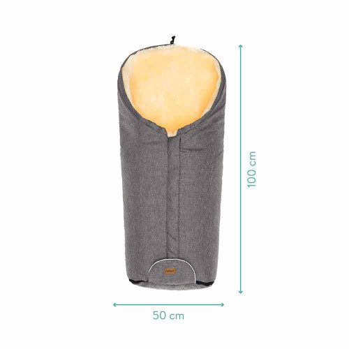 Зимно чувалче за детска количка с овча кожа Fillikid Tacama - Light Grey Melange