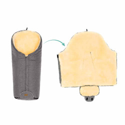 Зимно чувалче за детска количка с овча кожа Fillikid Tacama - Light Grey Melange