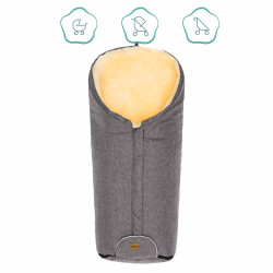 Зимно чувалче за детска количка с овча кожа Fillikid Tacama - Light Grey Melange