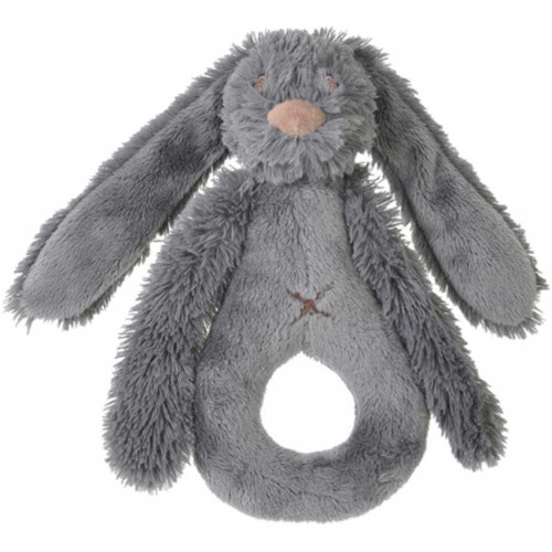 Happy Horse плюшена играчка зайчето Richie - дрънкалка (18 см) - Deep Grey