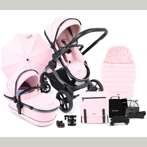 Бебешка количка iCandy Peach 7 Complete Bundle - Phantom-Blush и стол за кола Cocoon с ISOFix база