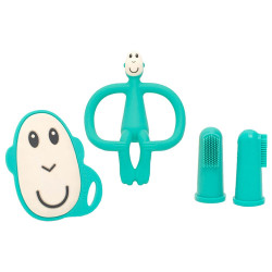 Matchstick Monkey Teething Starter Set комплект силиконови чесалки с антимикробна технология - Green
