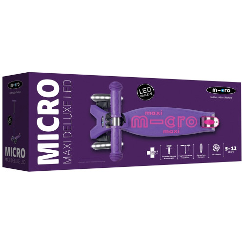 Maxi Micro Deluxe LED тротинетка със светещи колела - Purple