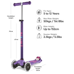 Maxi Micro Deluxe LED тротинетка със светещи колела - Purple