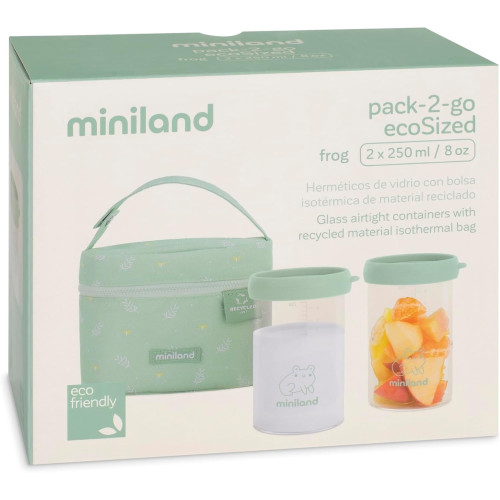 Miniland Eco Стъклени контейнери за бебешка храна Pack-2-Go 2x250 мл