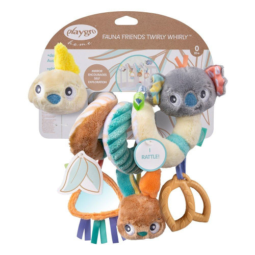 Мека плюшена спирала за количка или бебешка кошара Twirly Whirly Fauna Friends Playgro 