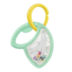 Playgro Дрънкалка и гризалка с форма на листо с включена халка за закачване, 0м+
