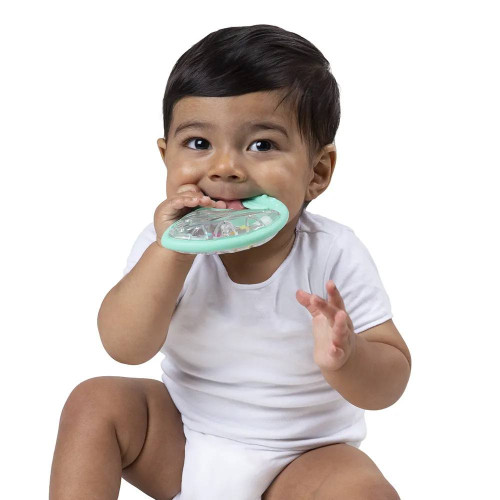 Playgro Дрънкалка и гризалка с форма на листо с включена халка за закачване, 0м+