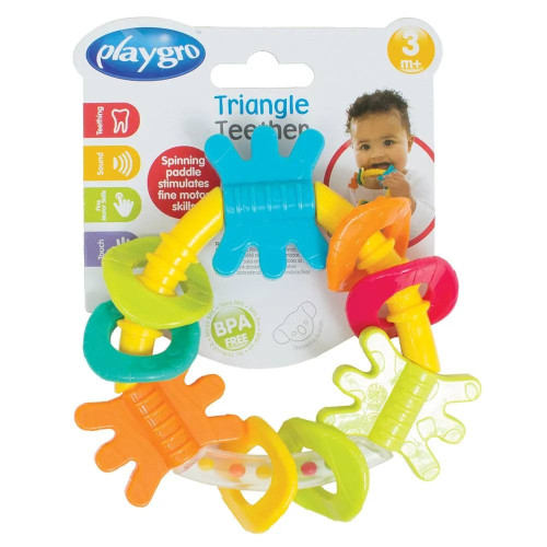 Playgro Играчка 2-в-1 дрънкалка и гризалка Триъгълник, 3м+