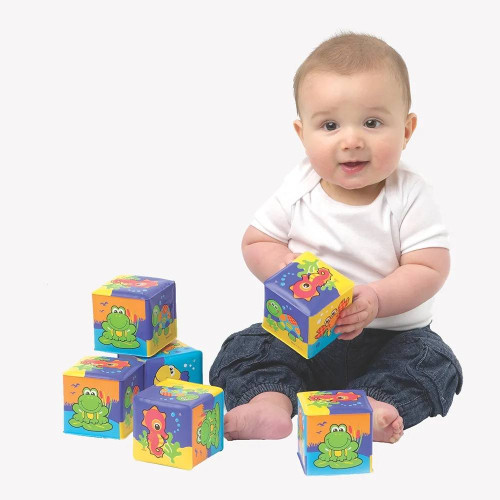 Playgro Меки кубчета за баня с морски обитатели (6 бр. / оп.), 6м+