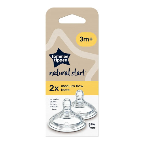 Tommee Tippee Биберони за хранене Natural Start Medium - 2 капки, 3m+ 