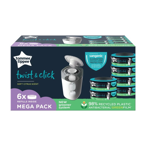 Tommee Tippee Комплект от 6 касети за хигиенен кош Twist and Click