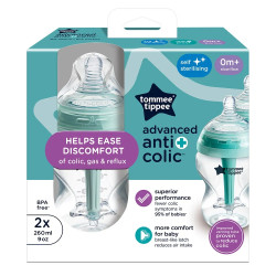 Tommee Tippee Комплект шишета за хранене Advanced Anti-Colic самостерилизиращи, 2 бр. х 260 мл, 0м+