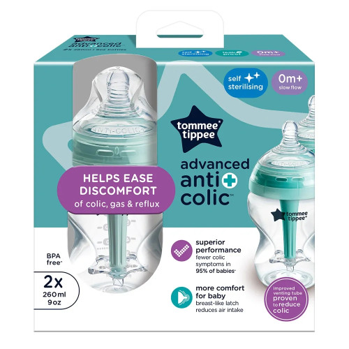 Tommee Tippee Комплект шишета за хранене Advanced Anti-Colic самостерилизиращи, 2 бр. х 260 мл, 0м+