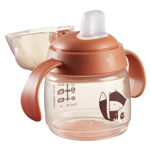 Tommee Tippee Неразливаща се чаша с мек накрайник и дръжки SoftSpout 150 мл, оранжева/лисиче, 4м+