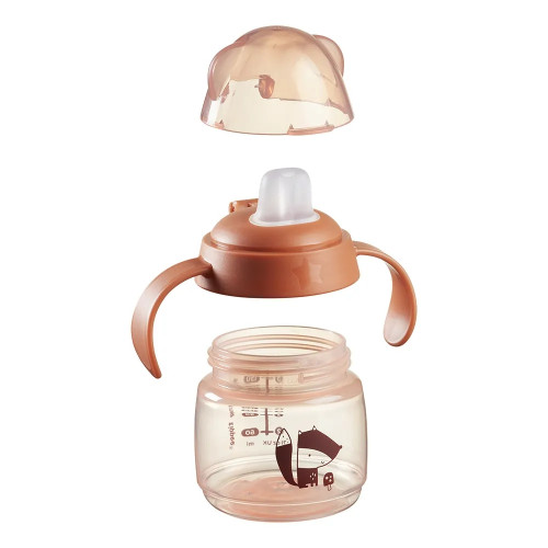 Tommee Tippee Неразливаща се чаша с мек накрайник и дръжки SoftSpout 150 мл, оранжева/лисиче, 4м+