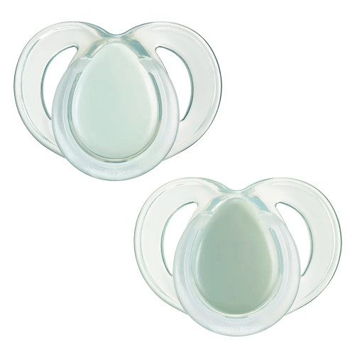 Tommee Tippee Ортодонтични залъгалки Night Time, 2 броя, в бяло и зелено, 6-18м