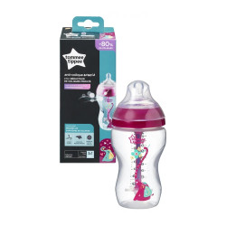 Tommee Tippee Шише за хранене Advanced Anti-Colic 340 мл с декорация - розово, 3м+