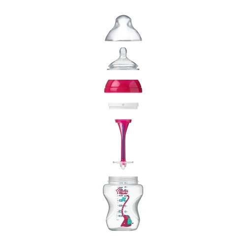 Tommee Tippee Шише за хранене Advanced Anti-Colic 340 мл с декорация - розово, 3м+