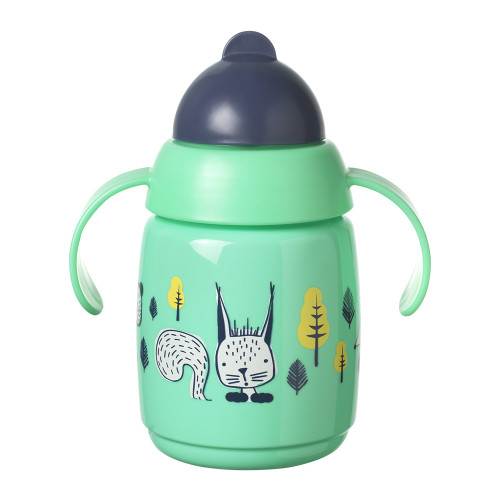 Tommee Tippee SuperStar Неразливаща се чаша със сламка с дръжки 300 мл, BACSHIELD - зелена, 6м+