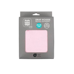 Trois Kilos Sept Бебешки долен чаршаф с ластик за матрак 60x120 см - Pink