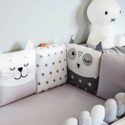 Veres Бебешки спален комплект за кошара - Smiling Animals Grey
