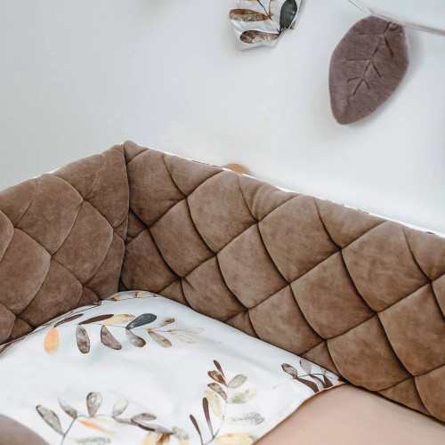 Veres Бебешки спален комплект за кошара - Velour Mokko Leaves